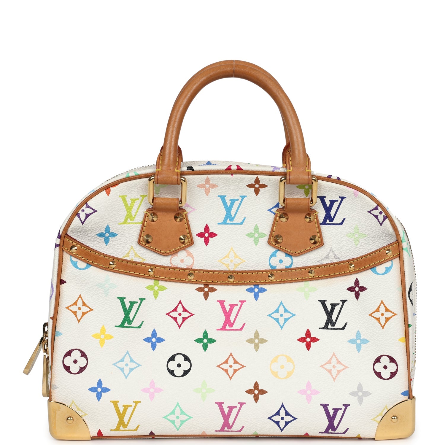 On Sale Vintage Louis Vuitton White Multicolor Monogram Trouville Gold Hardware